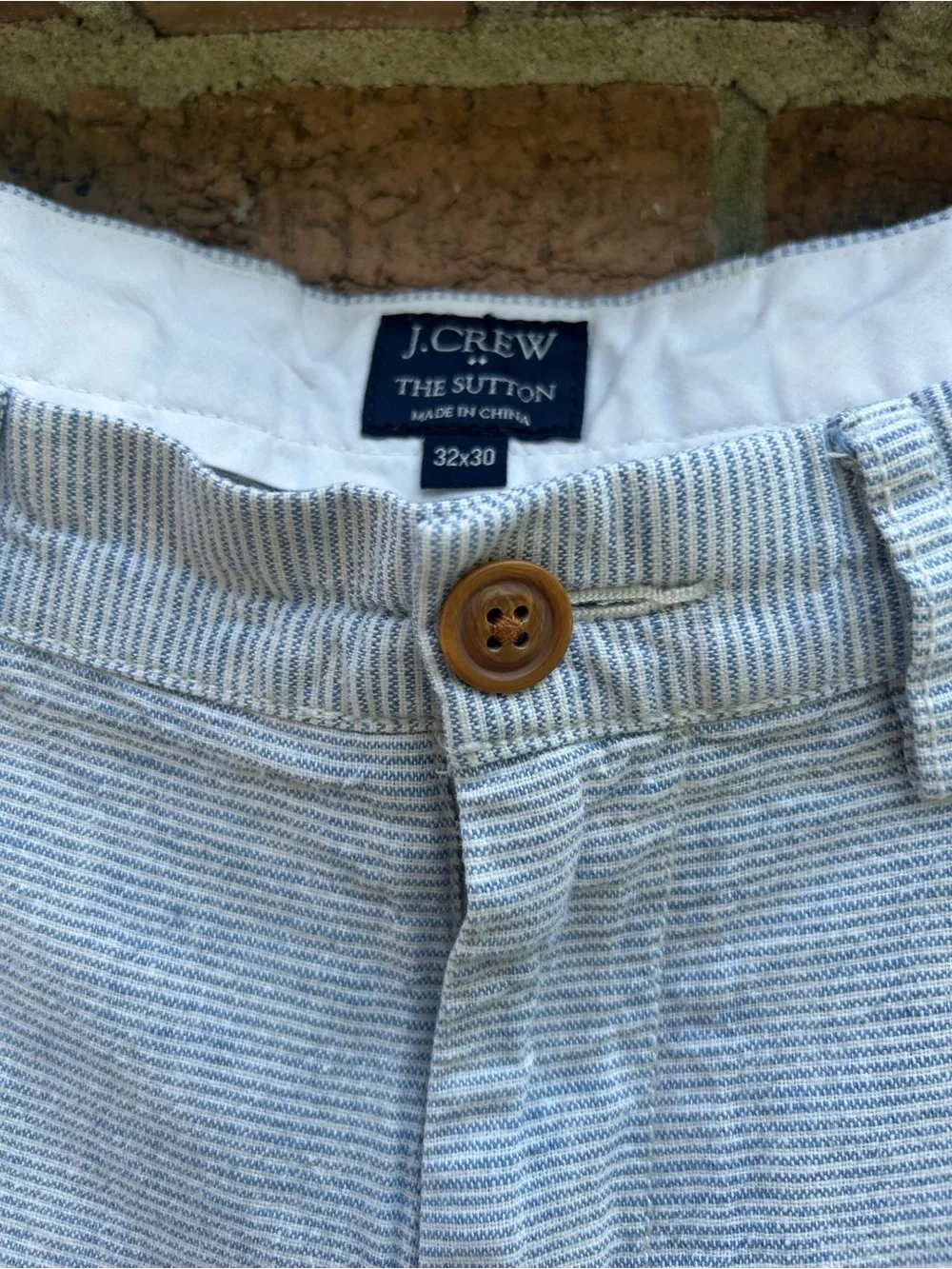 J. Crew Light blue / white horizontal stripe Men's Chino Pants 32x30